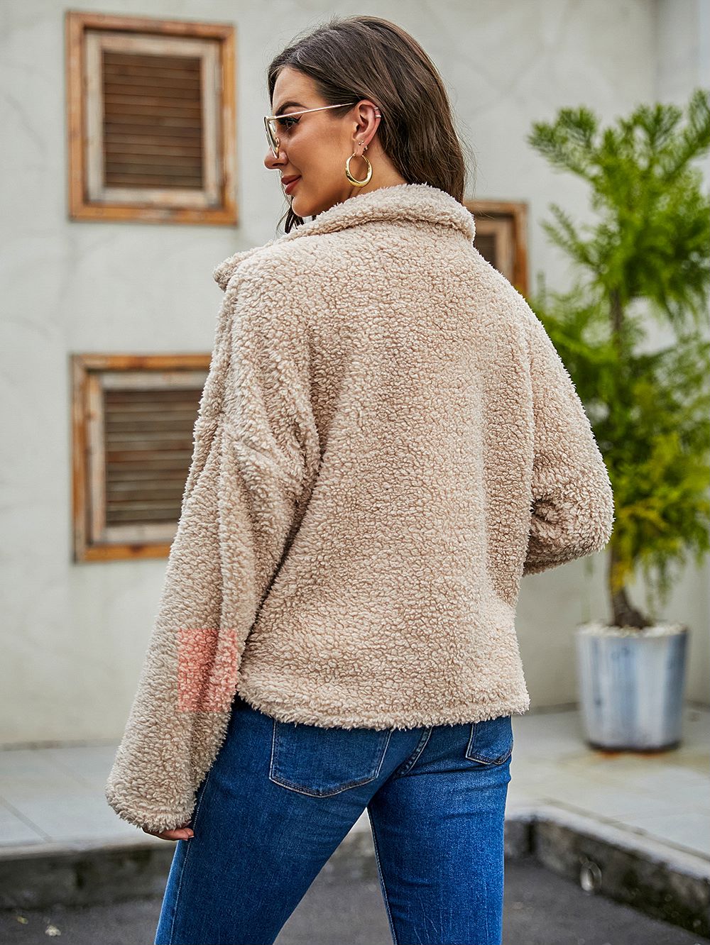 Chaqueta de peluche de piel sintética 