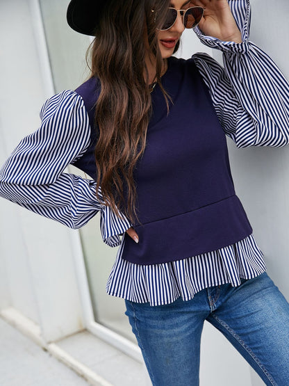 Color Block Layered Style Blouse
