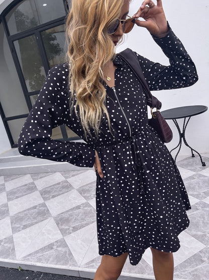 Zip Up Polka Dot Dress