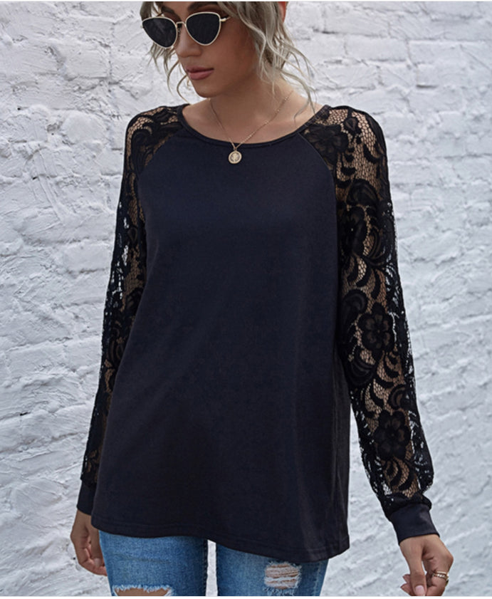 Lace Sleeve Detail Shirt