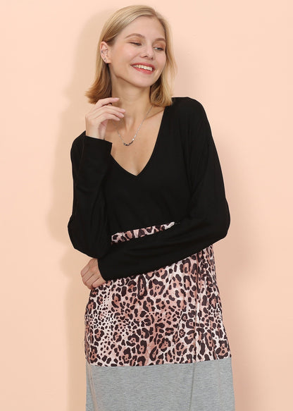 Vestido con estampado de leopardo y bloques de color 