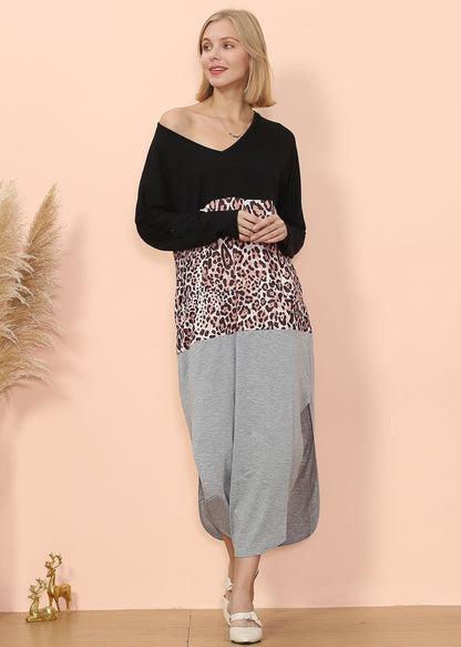 Vestido con estampado de leopardo y bloques de color 