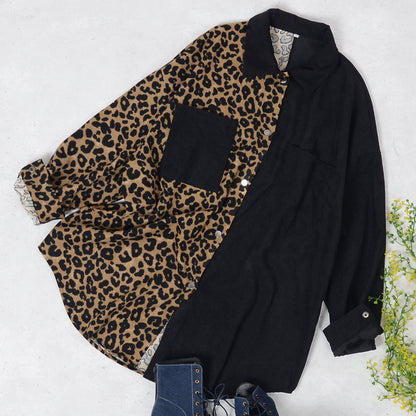 Blusa de botones de dos tonos 