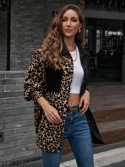 Blusa de botones de dos tonos 