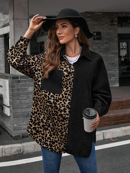 Blusa de botones de dos tonos 