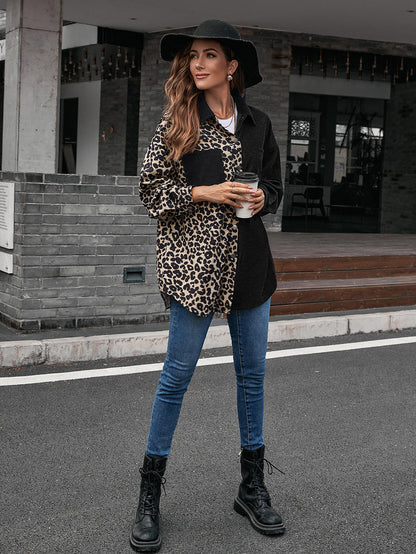 Blusa de botones de dos tonos 