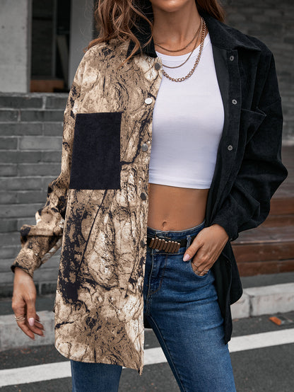 Blusa de botones de dos tonos 