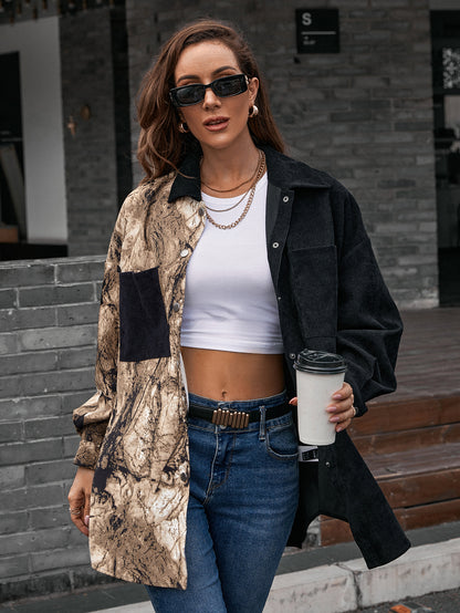 Blusa de botones de dos tonos 