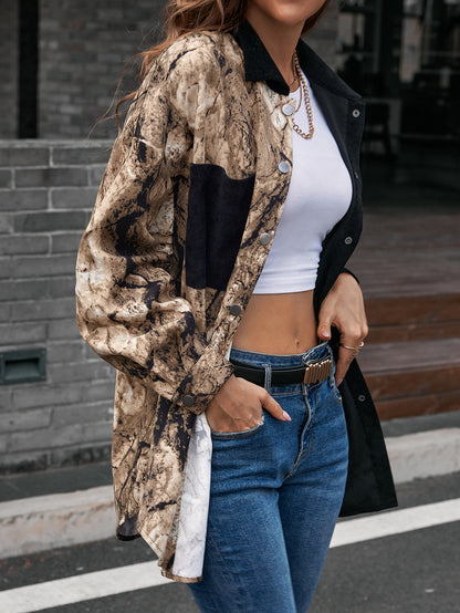 Blusa de botones de dos tonos 