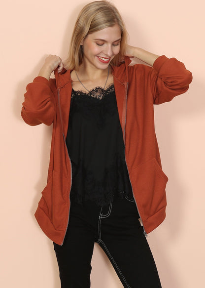 Sudadera con capucha de punto con hombros caídos 