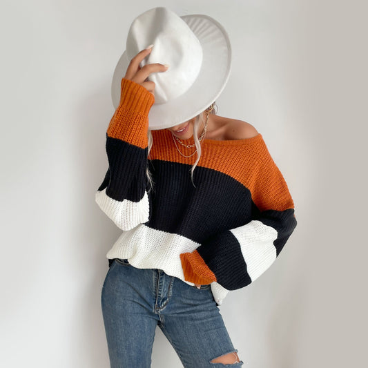 Chunky Color Block Oversized Sweater