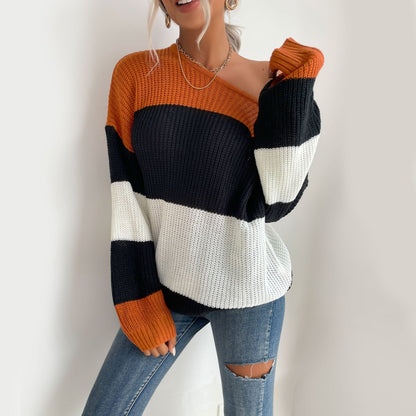 Suéter oversize con bloques de color gruesos