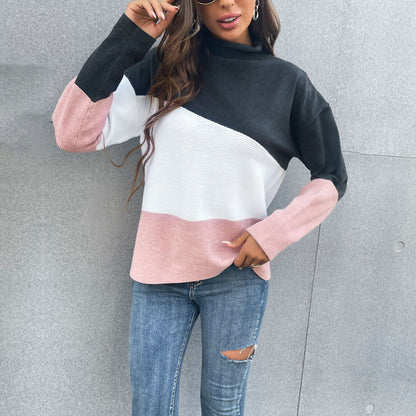 Color Block Mixed Texture Sweater