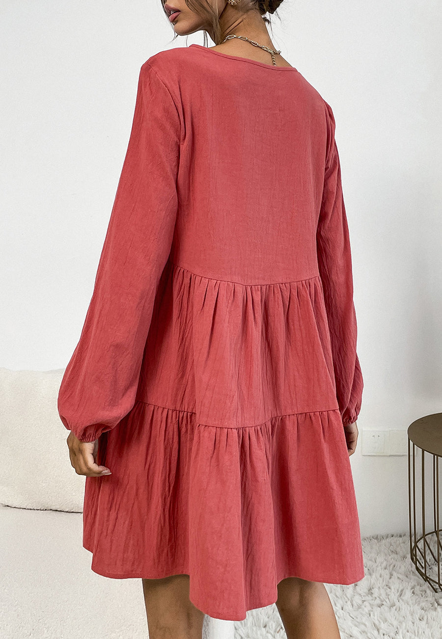 Vestido camisero de cuello redondo