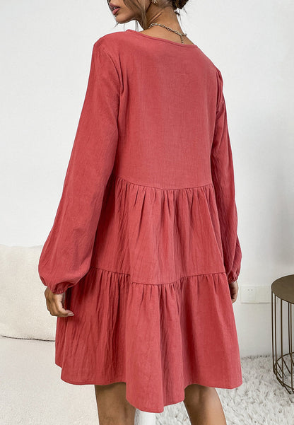 Vestido camisero de cuello redondo