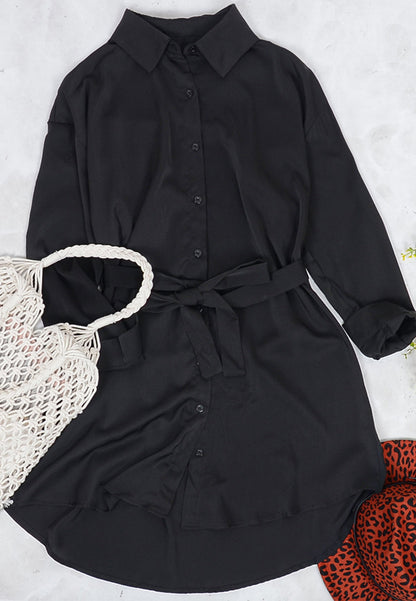 Solid Button Down Polo Dress