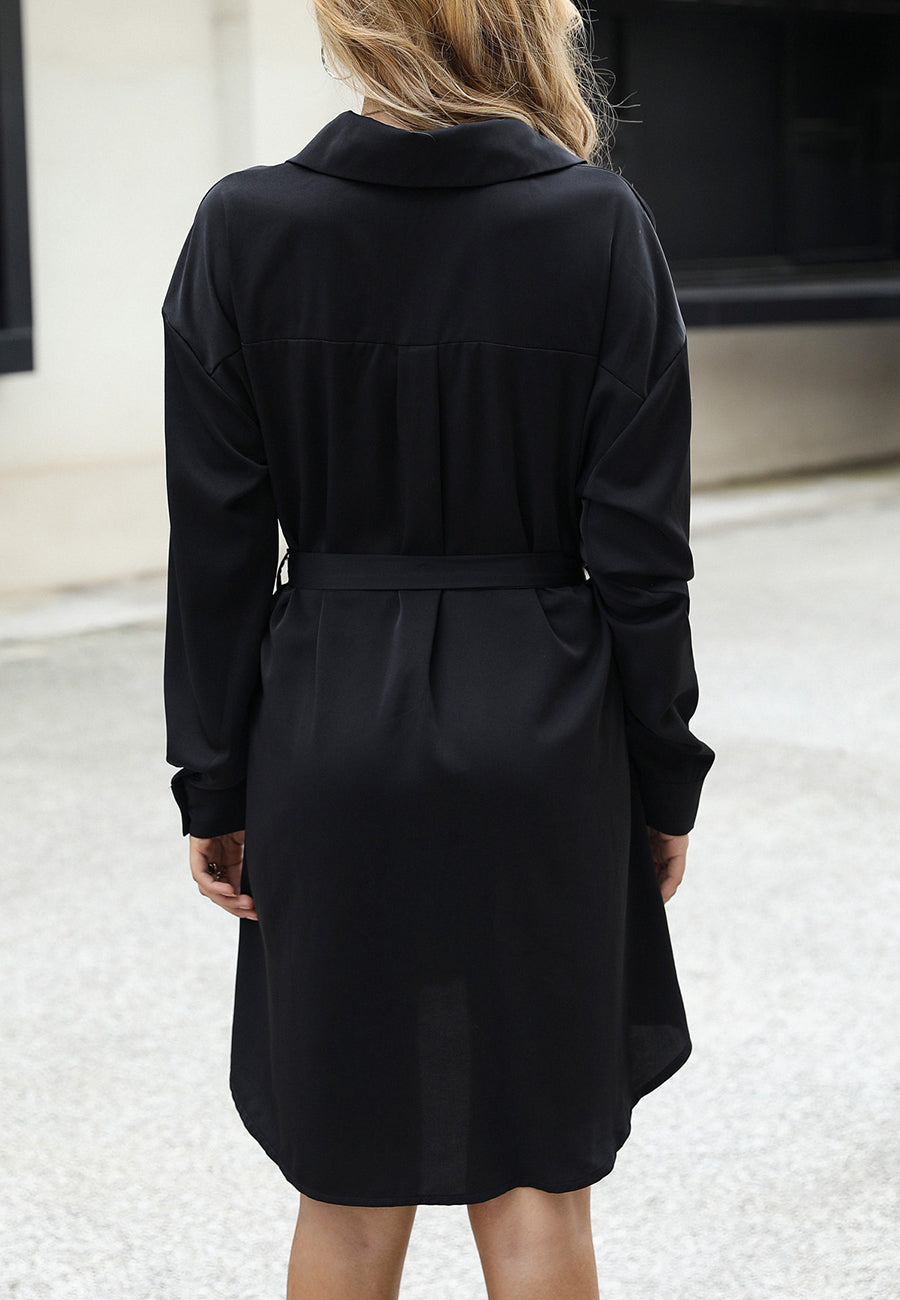 Solid Button Down Polo Dress