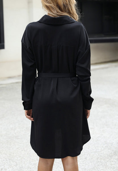 Solid Button Down Polo Dress