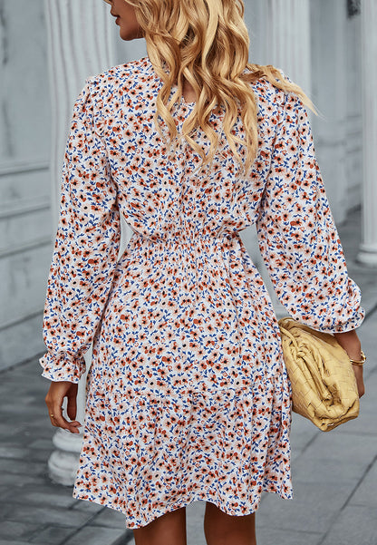 Floral Ruffle Trim Vintage Dress