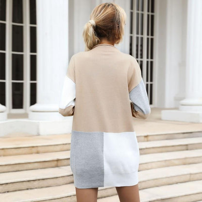 Color Block Straight Sweater Dress