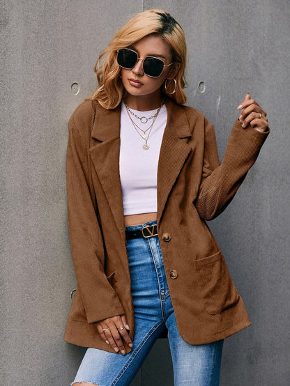 Blazer de pana con cuello de solapa 