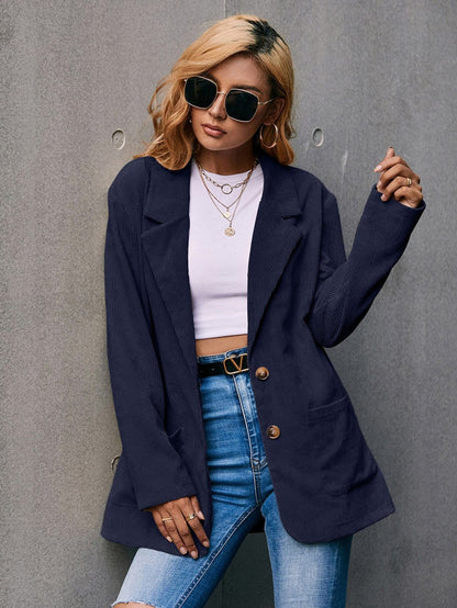 Blazer de pana con cuello de solapa 