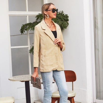 Blazer de pana con cuello de solapa 