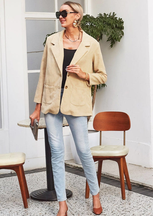 Blazer de pana con cuello de solapa 