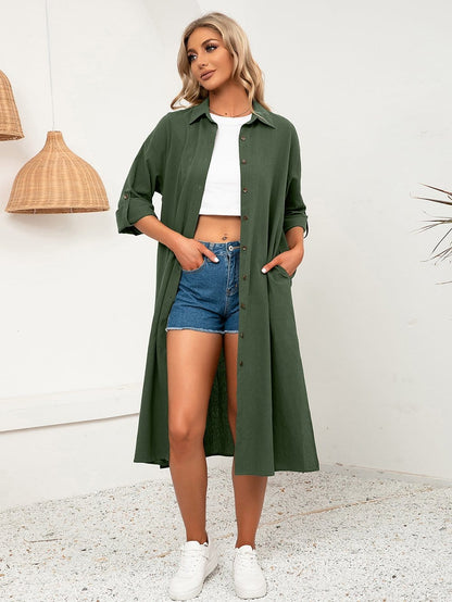Vestido camisero de botones lisos 