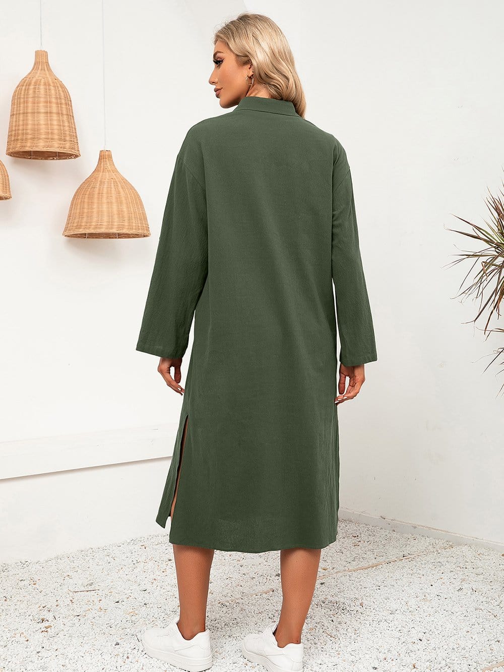 Vestido camisero de botones lisos 