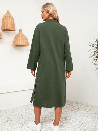 Vestido camisero de botones lisos 