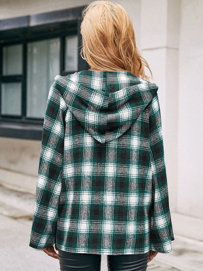 Chaqueta de cuadros escoceses con mangas acampanadas 