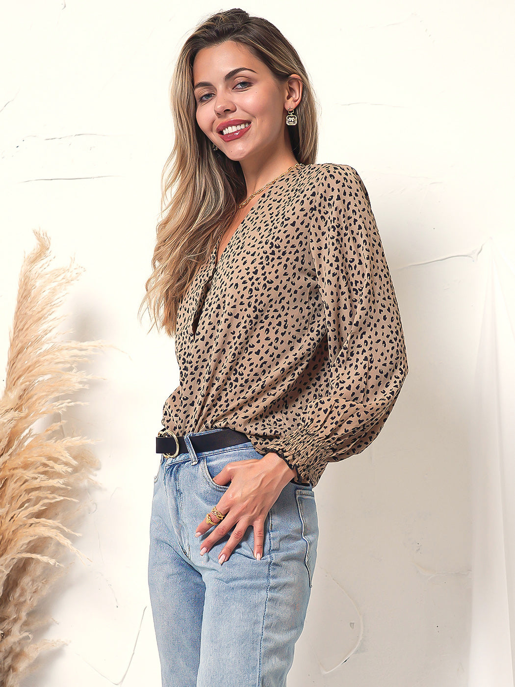Blusa estampada con botones 