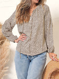 Leopard Print Tie Neck Blouse