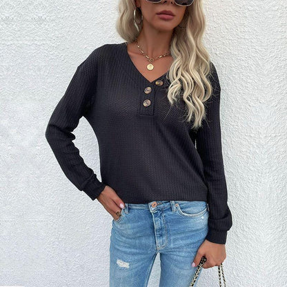 Contrast Half Button Front Sweater