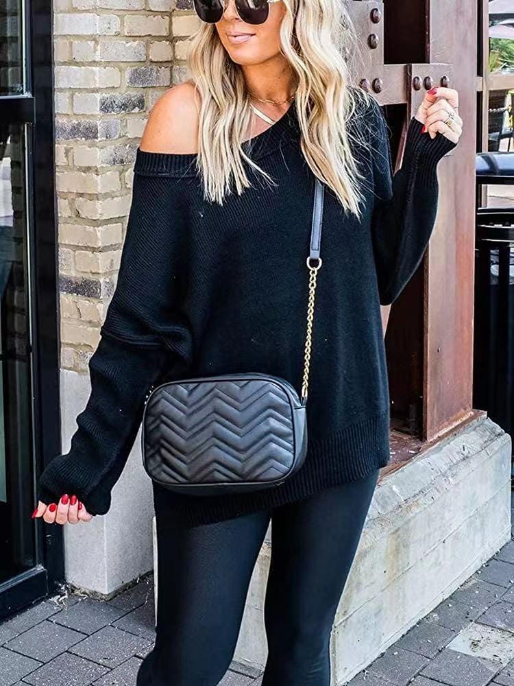 Solid Side Slit Knit Sweater