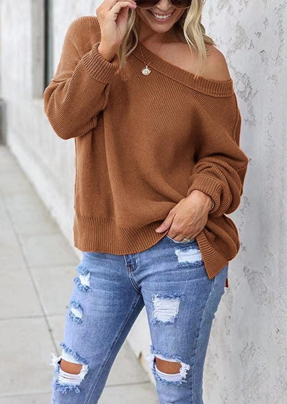 Solid Side Slit Knit Sweater