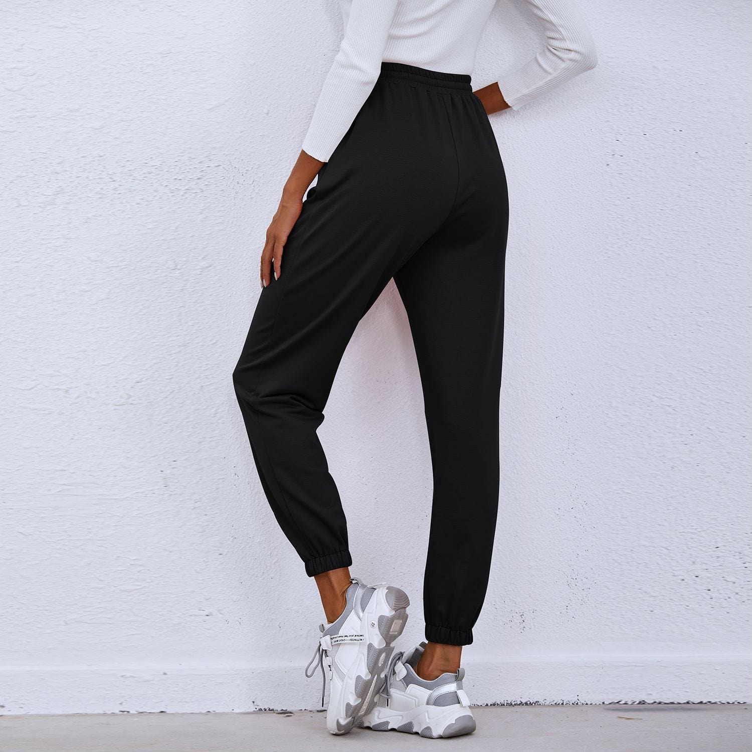 Solid Drawstring Waist Joggers