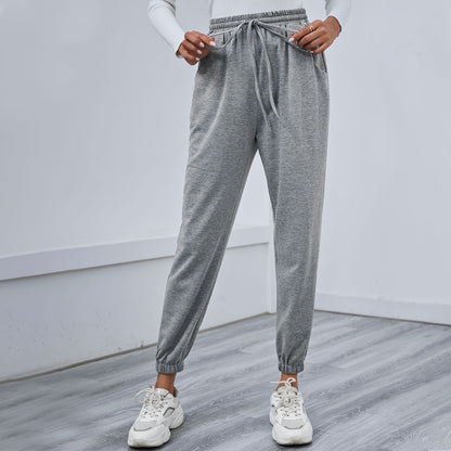 Solid Drawstring Waist Joggers