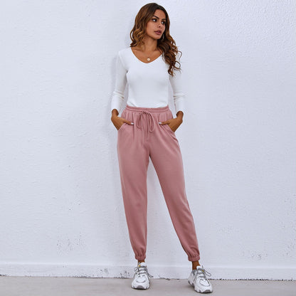 Solid Drawstring Waist Joggers