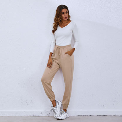 Solid Drawstring Waist Joggers