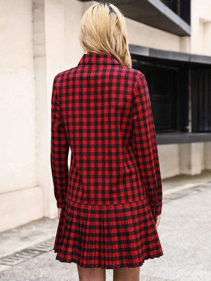 Vestido plisado con cuadros estilo búfalo 