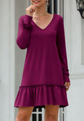 Vestido con escote en V y dobladillo con volantes 