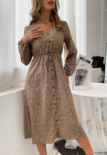 Vestido con botones y estampado de guepardo