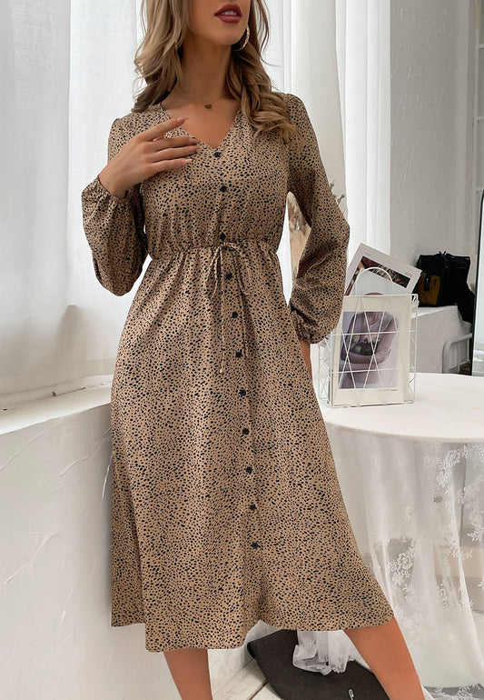 Vestido con botones y estampado de guepardo