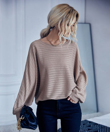 Striped Knit Loose Fit Sweater