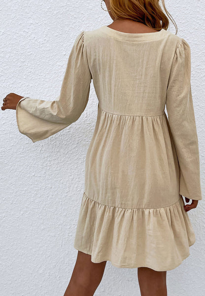 Vestido de manga larga con dobladillo con volantes 