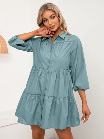 Vestido camisero con capas hasta el codo 