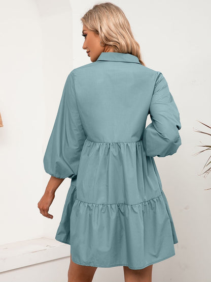 Vestido camisero con capas hasta el codo 