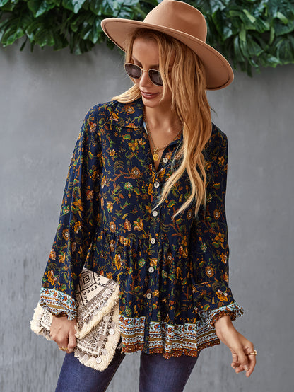 Floral Boho Button Down Blouse